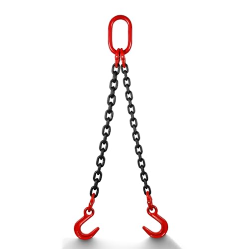 Lift Chain Sling 5ft, 6613lb 11023lb Double Leg Alloy Steel Lifting Chains with Hooks for Engine Hoist, Transmission Lifting Sling of Chain(3 ton(6613 lbs) - 1.5m (4.9ft) L)