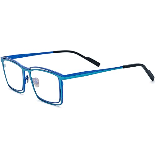 Image of FONEX Pure Titanium Glasses Frame Men Square Magnet Clip On Eyeglasses with Polarized Lens