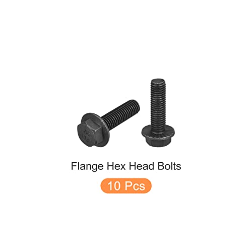 Image of METALLIXITY Flanged Hex Head Bolts (M10x35mm) 10pcs, Hexagon Serrated Flange Bolt Fully Thread Screw - for House Construction Hardware Fasteners