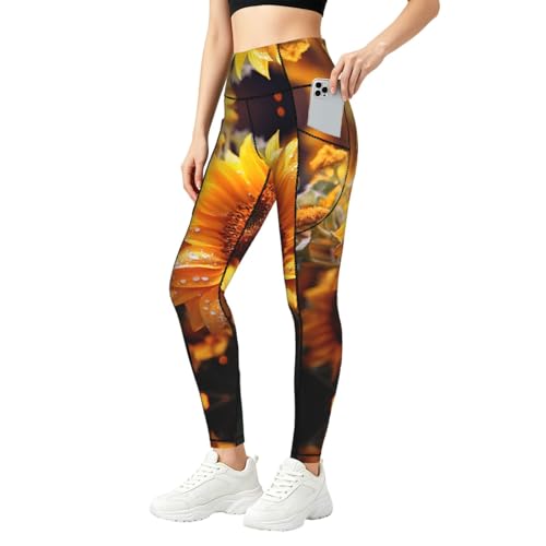 Leggings de fitness con girasoles mallas cómodas para el día a día
