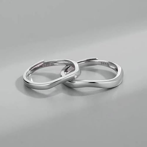 Ensemble de bagues de mariage irrégulières en argent 925
