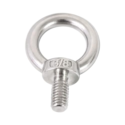 Qlvily EBS-3 4 Packs 316 Stainless Steel 3/8 Inch Unc Eye Bolt, Machinery Shoulder Eyebolts, Lifting Ring Threaded Eyebolt thumb #4