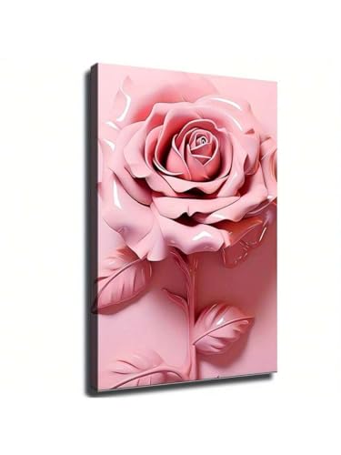 Tableau sur toile rose 70x100 cm avec cadre intérieur lianyibo