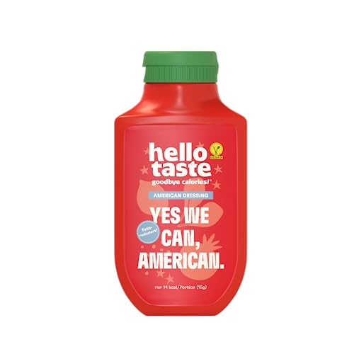 hellotaste American Dressing 300ml - kalorienreduziert, ohne Zuckerzusatz & voller Geschmack | Für Gerichte, zum Grillen uvm. | Vegan, aspartamfrei, glutenfrei, sojafrei | 1 x 300ml