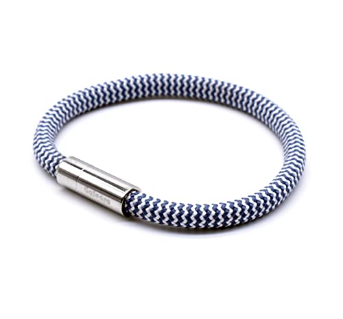 Segeltau Armband Schwarz Damen Herren Geflochten Rui Nautisch mit Magnetverschluss Seil Armbänder Maritim Surferarmband Galeara (Riu Weiß Mix Stahl, 215) Cover