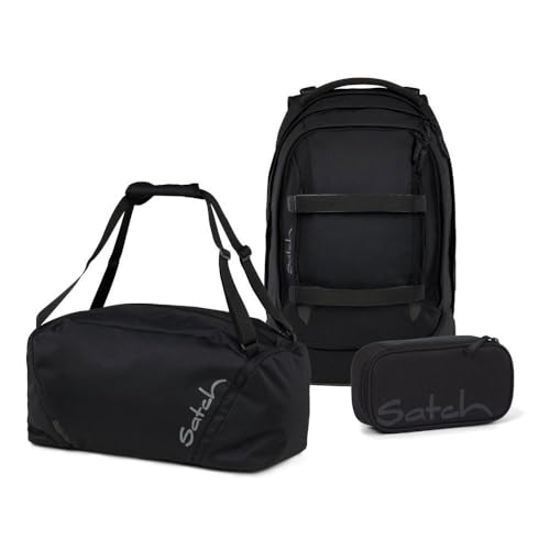 Satch Pack Schulrucksack Set 3tlg. inkl. Schlamperbox und Sporttasche (Blackjack)