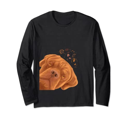 Funny Curious French Mastiff - Dogues de guía, color burdeos Manga Larga