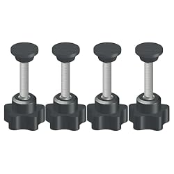 Jhanw Black Star Knobs with M8*35mm Studs, Decorative Hardware Handle with Screw (4-Pack), Bakelite Five Shaped Clamping Knob Handle Hand Tightening Screw for Base & Clamp Replacement