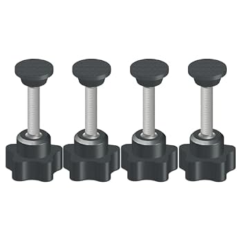 Jhanw Black Star Knobs with M8*35mm Studs, Decorative Hardware Handle with Screw (4-Pack), Bakelite Five Shaped Clamping Knob Handle Hand Tightening Screw for Base & Clamp Replacement