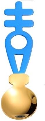 Silverware Flatware Set, 1/4/6/8/10/12 Pieces Stainless Steel Spoons, Double Happy Round Spoons, Dessert Spoons, Festive Supplies, Creative Gift Spoons(Blue Gold,12Pcs)