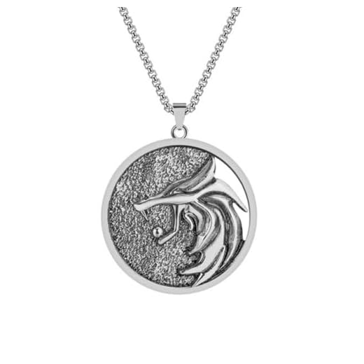 Hokech Hexer Geralt von Riva Medaillon Weißer Wolf Halskette für Männer Frauen Geschenk Herren Geburtstagsanhänger Vintage Gwynbleidd