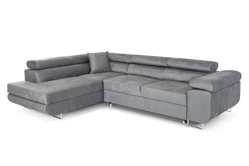 COMFORTINO FURNITURE Ecksofa mit Schlaffunktion PASTI L-Form, Sofa Couch mit Bettkasten, 3-Sitzer Eckcouch, Schlafsofa für Wohnzimmer, Big Sofa Couch mit Schlaffunktion (Hellgrau, Ottomane Links) COMFORTINO FURNITURE Ecksofa mit Schlaffunktion PASTI L-Form, Sofa Couch mit Bettkasten, 3-Sitzer Eckcouch, Schlafsofa für Wohnzimmer, Big Sofa Couch mit Schlaffunktion (Hellgrau, Ottomane Links)