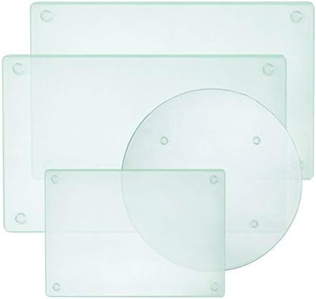 Murrey Home Glass Cutting Board for Kitchen Dishwasher Safe with Rubber Feet,Large Round Tempered Glass Cutting Board Set of 4