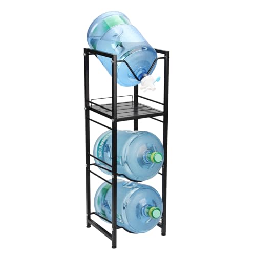 Kcgani 5 Gallon Water Bottle Pour and Store System, 3-Tier Jug Holder With Valve Dispenser, Detachable Bottle Holder With Storage Shelve Rack for Home Office Organization