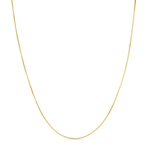 Floreo 18k Yellow Gold or White Gold or Rose Gold 0.6mm Solid Classic Box Chain Necklace