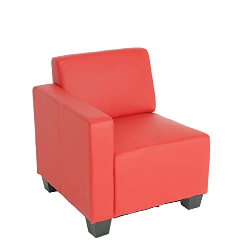 Mendler Canapé-élément Lyon, élément latéral Gauche, modulaire, Simili-Cuir - Rouge