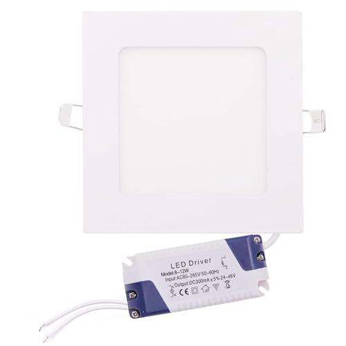 XUNATA 15W LED Square Recessed Lighting Ultra Thin LED Ceiling Lights 7 inch Cut Size Panel Light 6500K Cool White Fixture