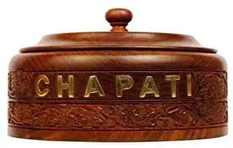 Giftoshopee Wooden Handcrafted Chapati Box - ?20.3 x 20.3 x 9.5 cm