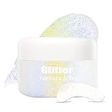 biodegradabile face glitter gel, holographic body glitter gel sirena liquido eyeshadow glitter fine per corpo, viso, capelli, festival glitter a lunga durata sparkling 1.4 oz (#03)