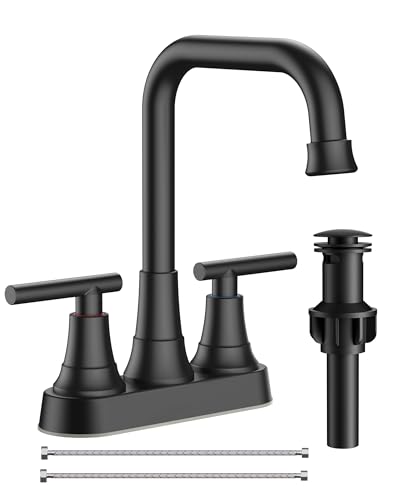 FORIOUS RV Bathroom Sink Faucet 2 or 3 Hole Matte Black, 4 Inch Cenerset Bathroom Faucet with Pop-up...