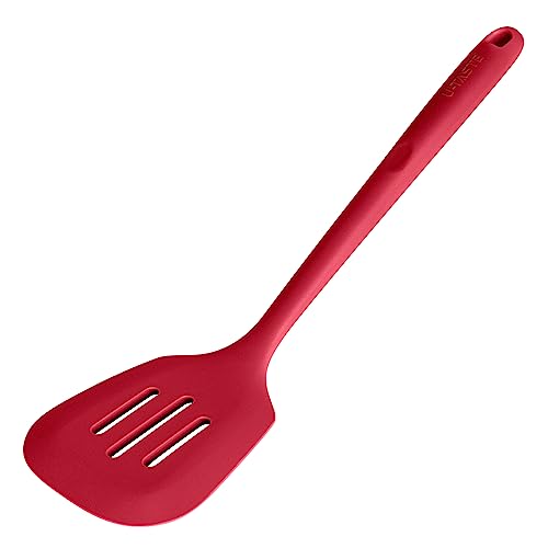Image of U-Taste Silicone Turner Slotted Spatula, 13.6 inch Long /3.7 inch Wide, Red