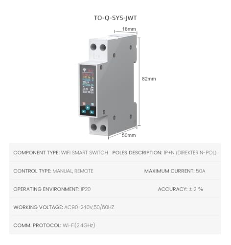 Disjoncteur intelligent 63A SYS-JWT avec protection SYS LED VA 1P - 2