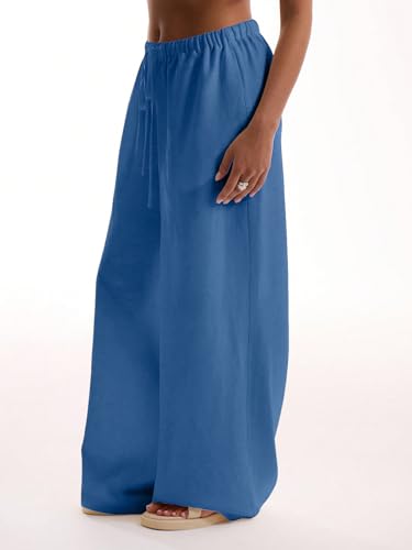 Image of RoseSeek Women's Beach Cover Ups Wide Leg Loose Linen Pants Swimsuit Coverup Summer Vacation Outfits 2026