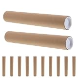 PRETYZOOM 12 Tubos de Envío por Correo con Tapas, Cilindros de Cartón Kraft Resistentes para Almacenamiento y Protección de Carteles y Documentos, 30 Cm de Largo, Diámetro Interior 3 Cm,