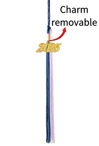 Image of Graduation Tassel 2025, Navy Blue and White Tassel 2025