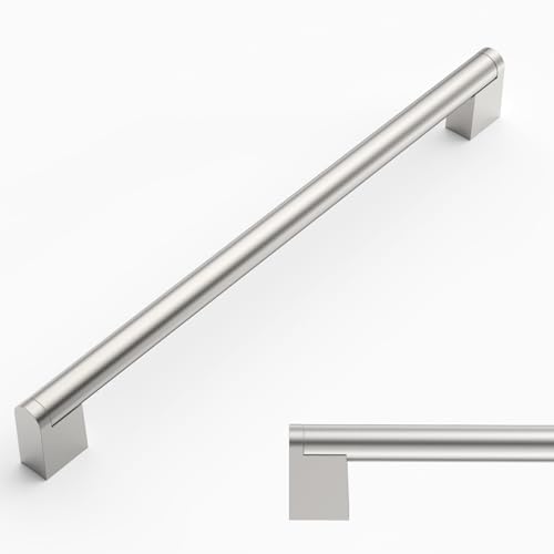 Amerdeco 10 Pack Modern Brushed Satin Nickel Cabinet Pulls, 10 Inch (256mm) Hole Centers, Kitchen Cabinet Hardware, Cupboard Handles, Drawer Pulls
