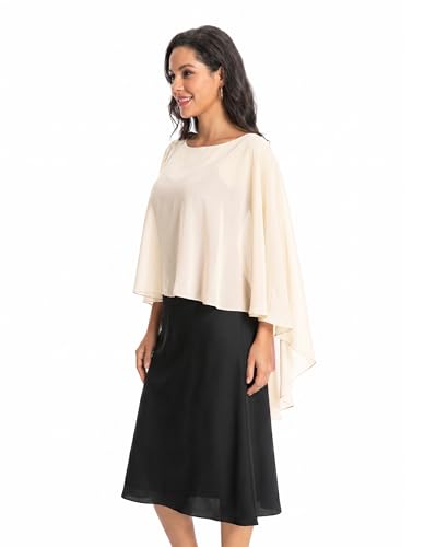 Image of Baoqiya Chiffon Capes Sheer Capelets Long Cape Poncho For Women Plus Size