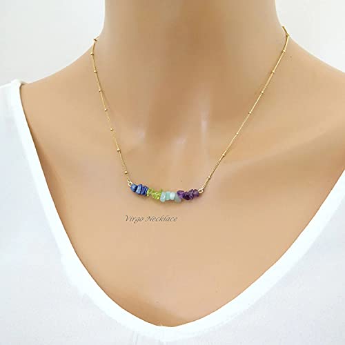 GOGOEY Zodiac Necklace for Women, Personalized Birthstone Beaded Crystal Jewelry for Her, Raw Gemstone Pendant, Chakra Pendant, crystals and healing stones, Stainless Steel, libra - Image 6