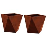 Geecher Vaso da Giardino Rettangolare, per Piante Ornamentali, 30 x 30 x 30 cm, in Acciaio, con Design Ondulato e Base Integrata, for Esterni, terrazze e Giardini