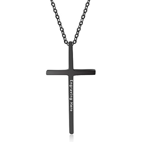 Diamondido Personalized Stainless Steel Philippians 4:13 Cross Christian Necklace for Men Women Bible Verse Pendant (Black) Cover
