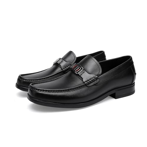 Formal Men’s Dress Loafers Classic Leather Buckle Slip-On Penny Shoes Business Wedding Dress Shoes Driving Moccasins for Men, Black, 11 - image 6