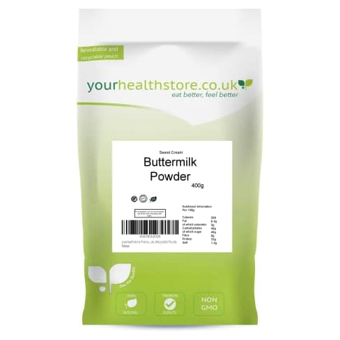 yourhealthstore Premium Buttermilk Powder (Sweet Cream), Gluten Free, No Additives, Vegetarian, Food Grade, (Recyclable Pouch) ,400 g (Pack of 1) Cover