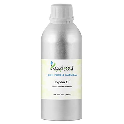 Image of KAZIMA Jojoba Cold Pressed Carrier Oil - 100% Pure Natural Unrefined - Exceptional Moisturizer for Face, Skin, Hair & Nails - Perfect for Sensitive & Dry Skin - Enriched in Fatty Acids, Vitamins C and E (500ML)