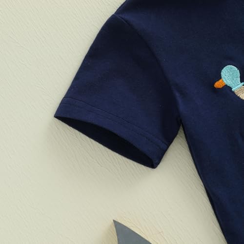 Toddler Baby Boy Summer Outfit Farm Clothes Short Sleeve T-Shirt Plaid Shorts Mallard Duck Goose Outfits3