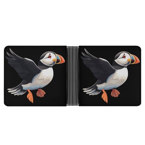 Puffines Birds Bifold Wallet PU Leather Coin Purse Lightweight Credit Card Holder Wallet Money Clip