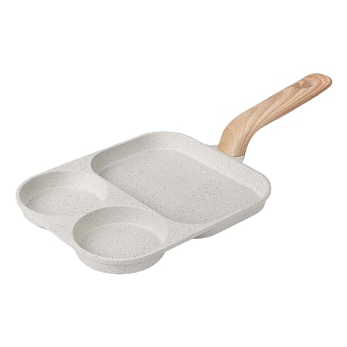 ycezw Sartén para huevos fritos, sartén de desayuno | Sartén de 3 secciones - Sartén dividida, sartén de tortilla antiadherente, sartén para panqueques, sartén de huevos, sartén para panqueques