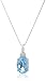 10K White Gold and Oval Swiss Blue Topaz Pendant Necklace, 18