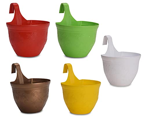 GTB Multicolor Plant Container Set of 5 pc railng Hook Pot Flower Pot Small Hook Pot 20.5cm*14 * 11 cm (B091NCZFPJ) Amazon Price History, Amazon Price Tracker