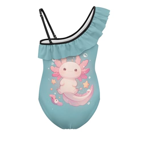 Image of Ladybug Swimsuits for Girls 5-14 One Piece Bathing Suit Kids One Ruffle Shoulder Beach Sport Swimwear