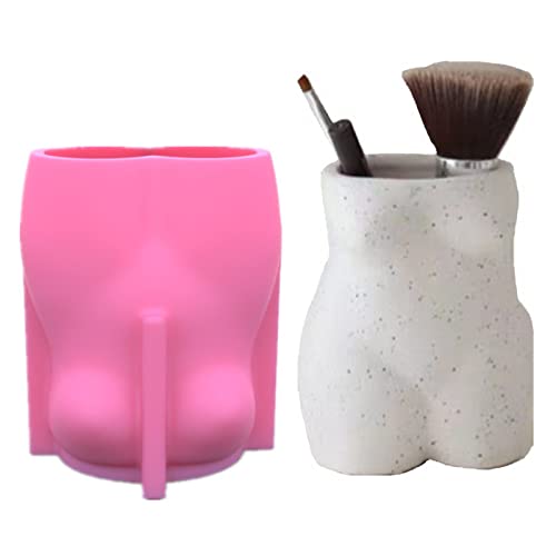 Art Body Vase Concrete Flower Pot Silicone Mold Succulent Planter Cement Plaster Clay Mold Epoxy Resin Pen Brush Holder Mold