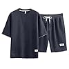 Dwevkeful Completo Uomo Elegante Estivo, Waffle 2 Pezzi Tuta Estiva Casual per Spiaggia Completa Tute da Ginnastica T Shirt Manica Corta + Pantaloncini Set Leggera Completi Sportivi #3