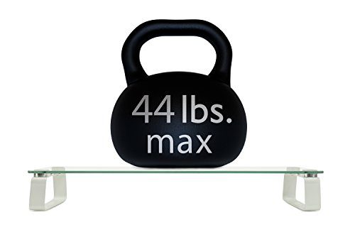 Mount-It! Glass Computer Monitor Riser And Laptop Stand | Clear Flat Screen Display Stand, Desktop Shelf And Organizer, Glass And Aluminum Construction, 22 Inches Wide, 44 Lb Carrying Capacity #TOP6