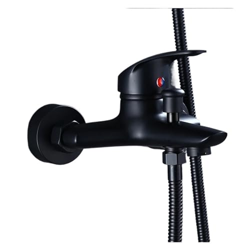 Grifo de ducha de baño con mezclador monomando de pared en latón negro 2