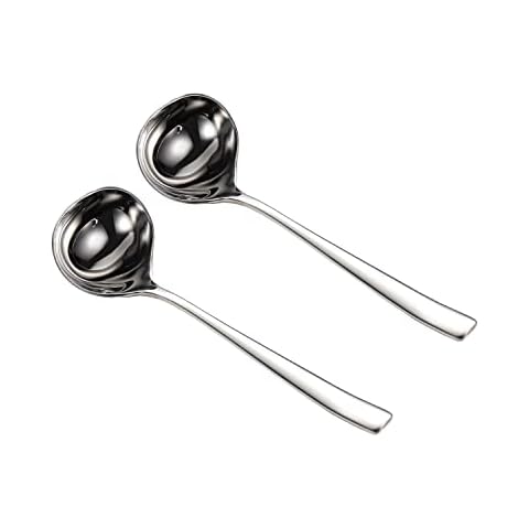 Wenkoni Gravy ladle,Small Ladle,Sauce ladle,18/10 Stainless Steel 7.4 Inch Ladles (2Pack Silver). Cover