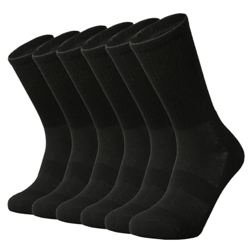 SOX TOWN Mens Merino Wool Cushion Crew Socks for Outdoor Hiking Hike Trail Performance Moisture Wicking Lightweight Summer(Black XL)