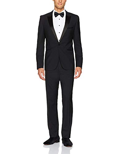 Tuxedos de mariage slim fit haut de gamme en tissu noir 2 pièces de cérémonie